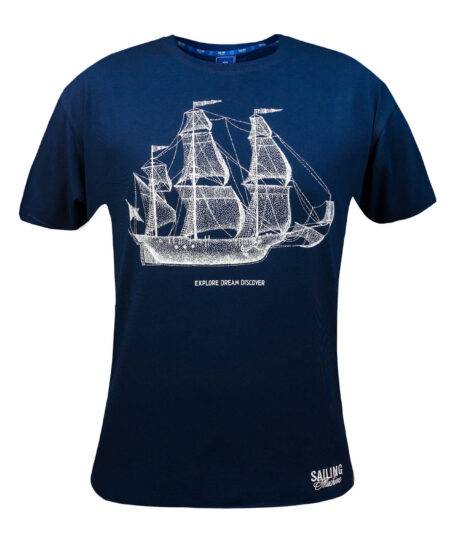T-shirt Żeglarski ,,Żaglowiec'' Granatowy