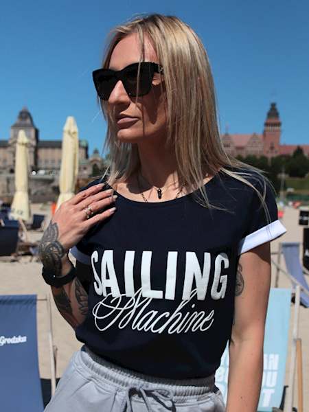 T-shirt Logo Granatowy damski
