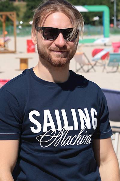 T-shirt Logo Białe Granatowy męski