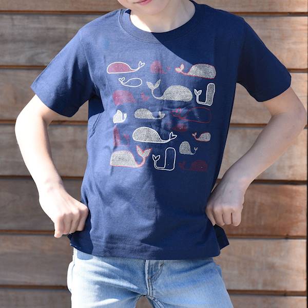 T-shirt Żeglarski ,,Wieloryby'' Granatowy