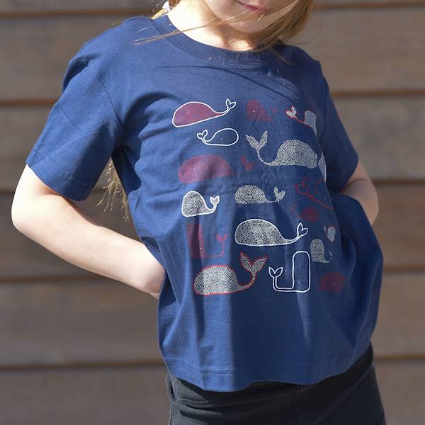 T-shirt Wieloryby Granatowy kids