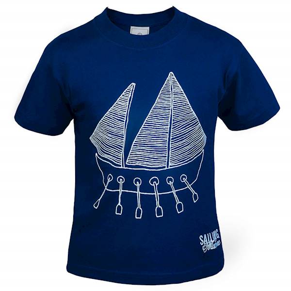 T-shirt Żeglarski ,,Galley'' Granatowy Dziecięcy