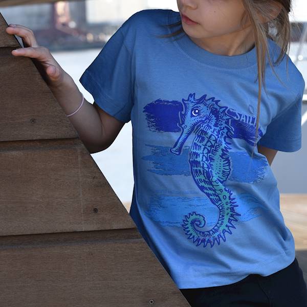 T-shirt Konik Morski Błękitny kids