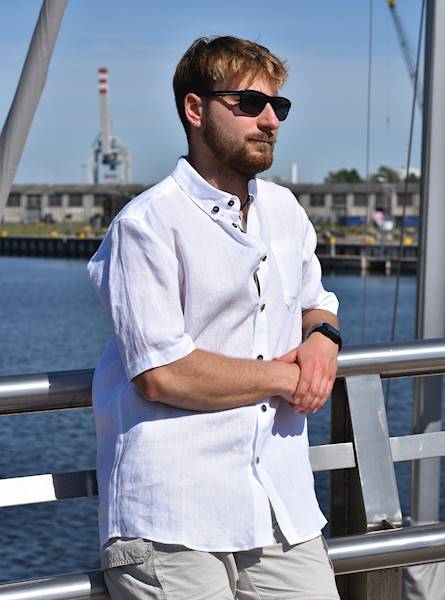 Koszula Żeglarska ,,Yacht'' Biała Lniana