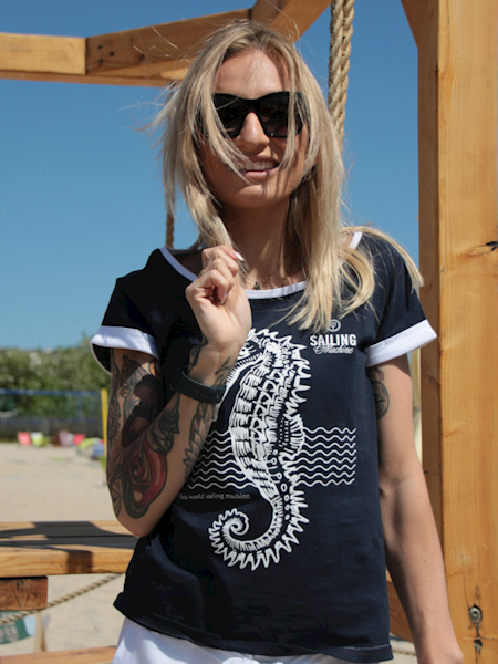 T-shirt seahorse Granatowy damski