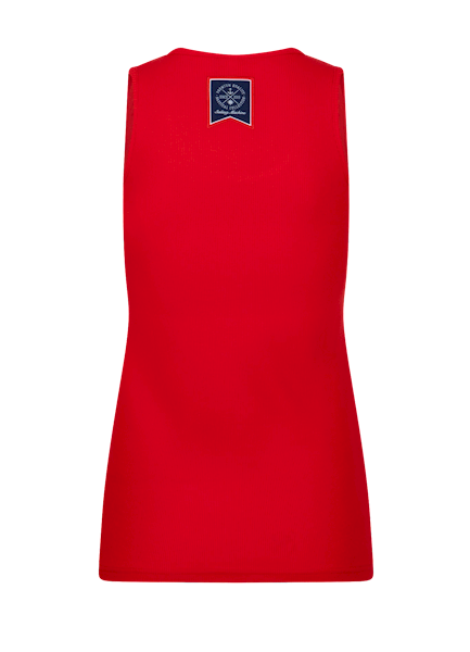 T-shirt na naramkach czerwony damski