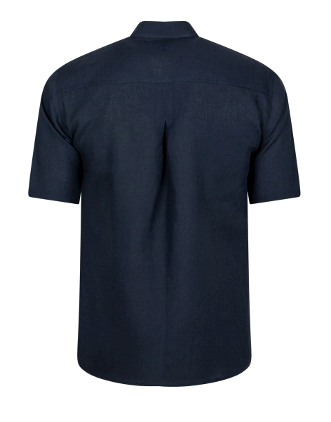 Koszula Len Granatowa Krótki Rękaw męska