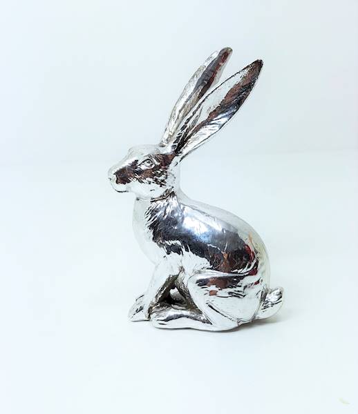 Figurka Królik Wielkanocny 12 cm Srebrny