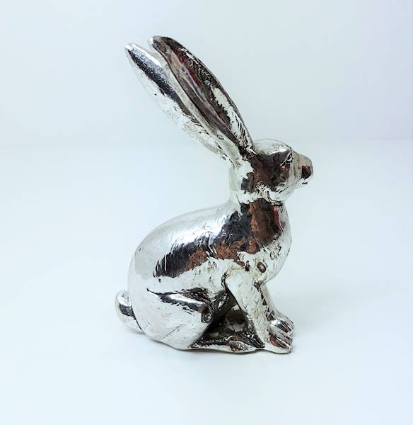 Figurka Królik Wielkanocny 12 cm Srebrny