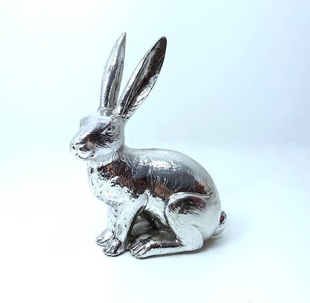 Figurka Królik Wielkanocny 17 cm Srebrny