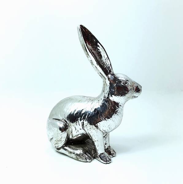 Figurka Królik Wielkanocny 17 cm Srebrny