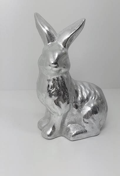 Figurka Królik Wielkanocny 23 cm Srebrny