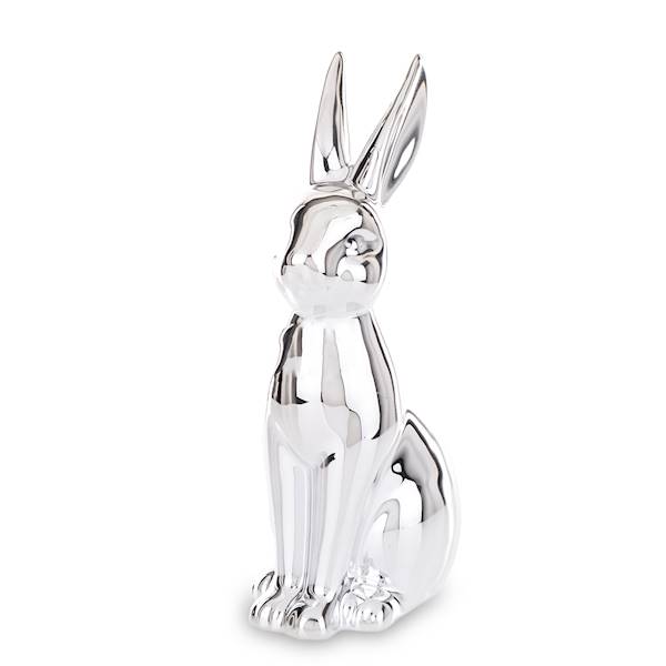 Królik Ceramiczny Srebrny 19 cm