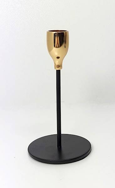 Świecznik Czarno-Zloty 15 cm