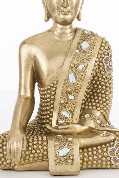 Dekoracyjna Złota Figurka Budda Medyująca 29,5 cm