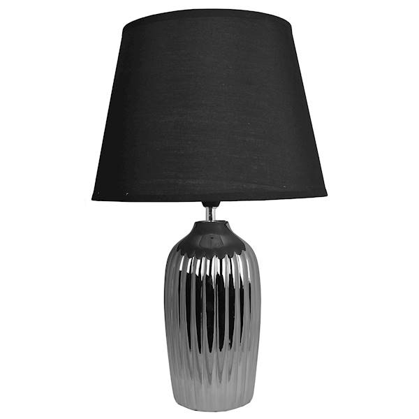Lampa Srebrna z Czarnym Abażurem 58,5 cm