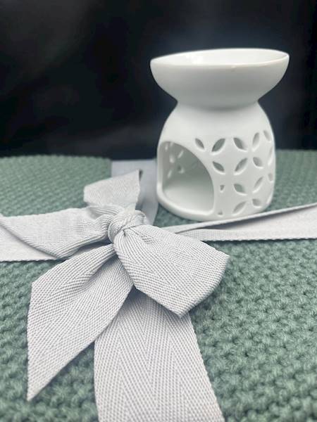 Porcelanowy Kominek biały Liście