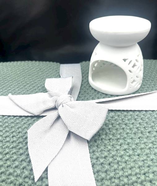 Porcelanowy Kominek biały Romby