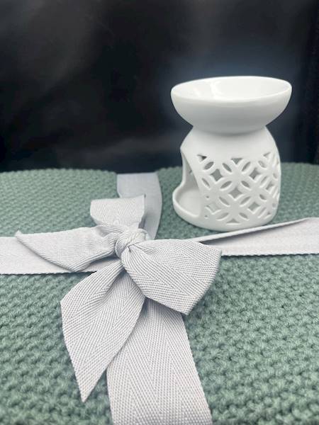 Porcelanowy Kominek biały Romby