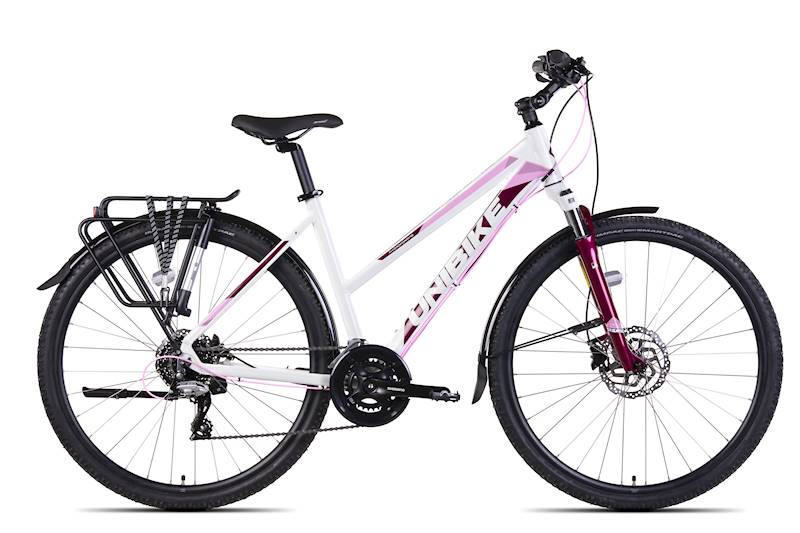 Rower Unibike Crossowy 28" Flash EQ LDS biały bakłażanowy 17"