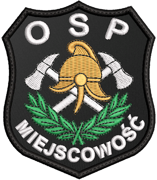 Emblemat haftowany OSP z nazwą miejscowości
