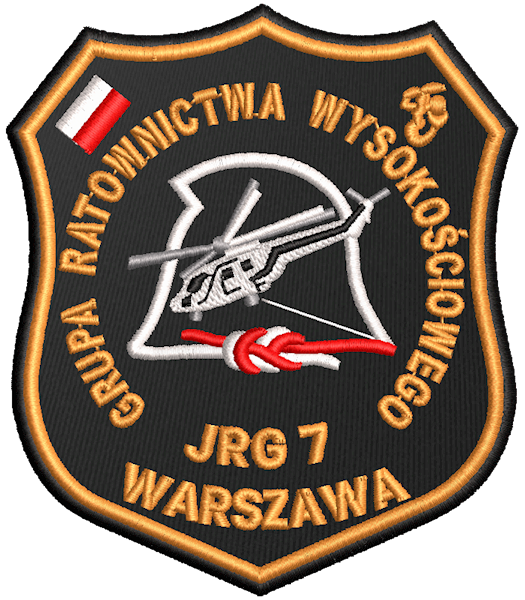 Emblemat haftowany PSP - JRG 7 WARSZAWA - GRUPA RATOWNICTWA WYSOKOŚCIOWEGO