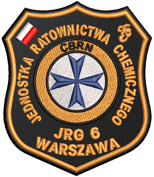 Emblemat haftowany PSP - JRG 6 WARSZAWA - GRUPA RATOWNICTWA CHEMICZNEGO
