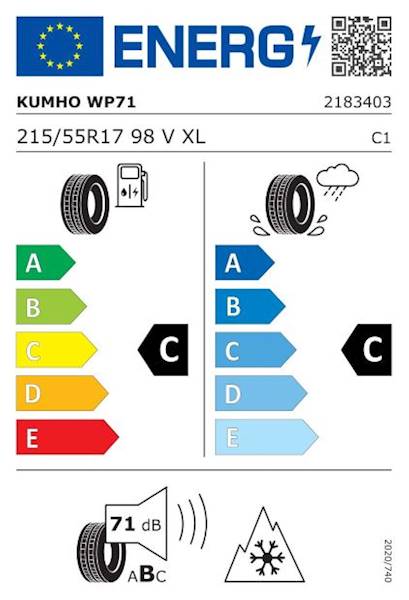 OPONA KUMHO 215/55 R17 98 V WINTERCRAFT WP71  XL