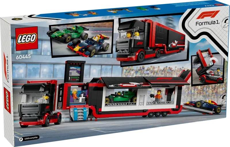 LEGO City 60445 F1 Truck with RB20 AMR24 F1 Cars