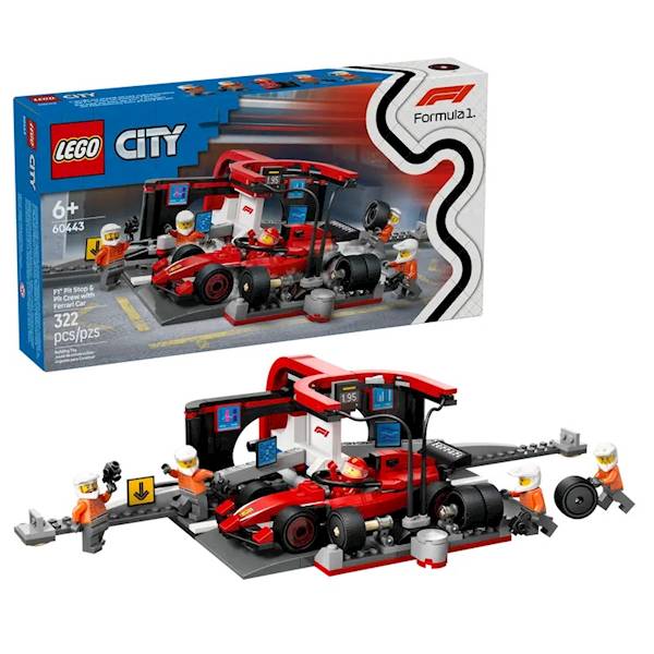 LEGO City 60443 F1 Pit Stop Pit Crew with Ferrari