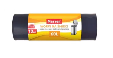 WORKI NA ŚMIECI 60L A-10szt z taśmą MASTER