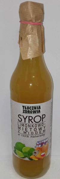 (06) SYROP LIMONK.-MIĘTOWY + MIÓD 500ml TŁOCZNIA ZDROWIA