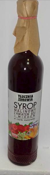 (15) SYROP MALINA, KWIAT BZU + MIÓD 500ml TŁOCZNIA ZDROWIA