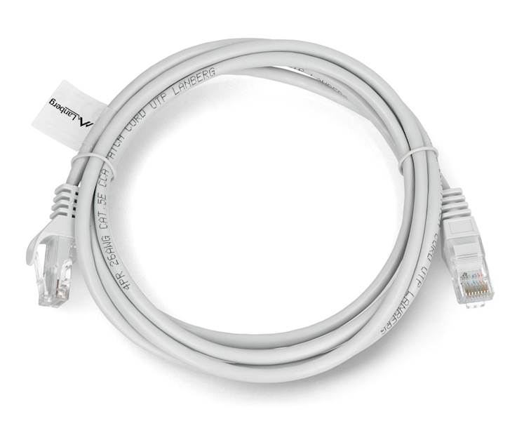 Patch cord kat.5E 2M szary Lanberg
