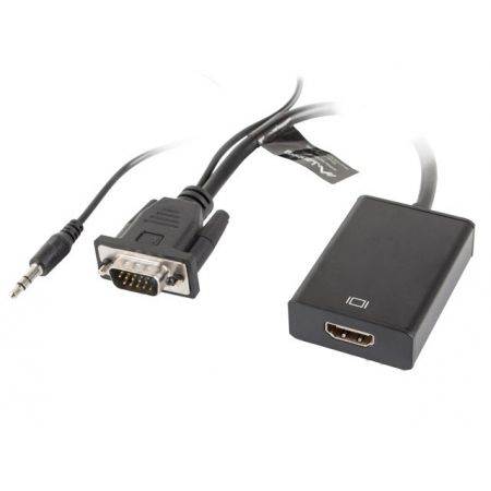 Adapter Lanberg VGA (M) + Audio -> HDMI (F) 