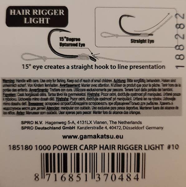 GAMAKATSU HAKI POWER CARP HAIR RIGGER LIGHT 10szt