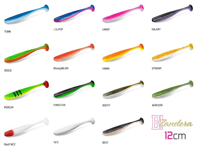 Sztuczna przynęta/guma ZANDERA UV 12cm mix 5szt