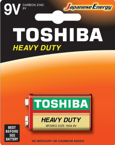 Bateria cynkowo-węglowa Toshiba 9V (6F22) 1 szt.