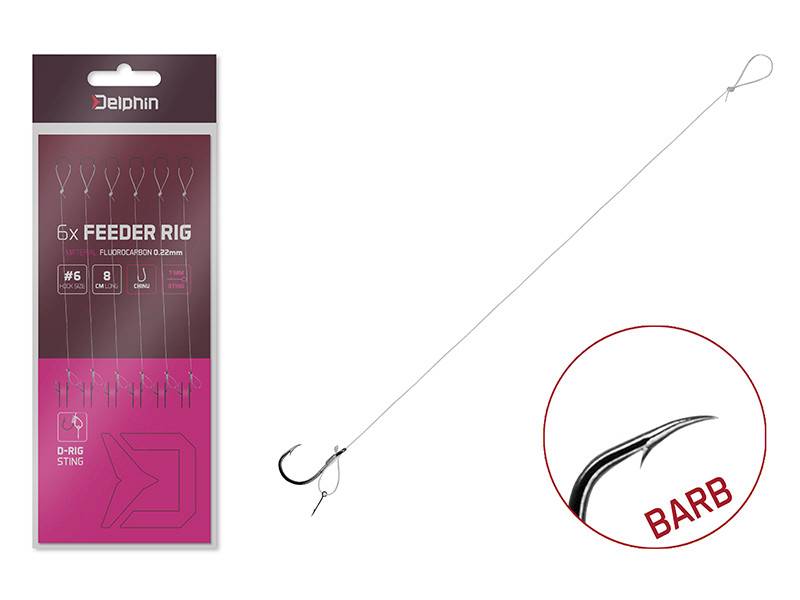 Przypon Delphin FLR D-rig 6szt 0,22mm #8 sting 7mm