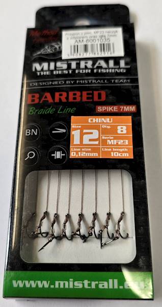 HACZYKI Z PLECIONKĄ MISTRAL R 12  8SZT 0,12MM 10CM