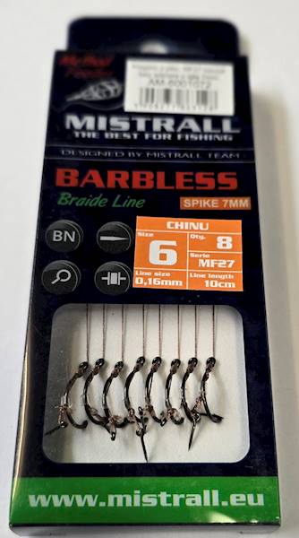 HACZYKI Z PLECIONKĄ MISTRAL R 6  8SZT 0,16MM 10CM