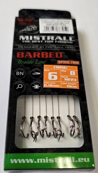 HACZYKI Z PLECIONKĄ MISTRAL R 6  8SZT 0,16MM 10CM