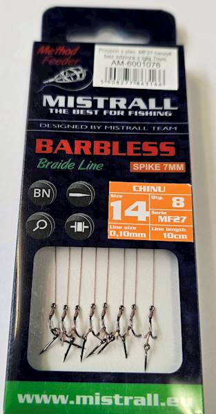 HACZYKI Z PLECIONKĄ MISTRAL R 14  8SZT 0,10MM 10CM