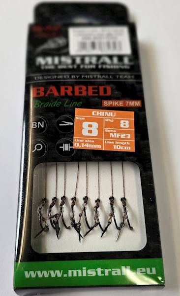 HACZYKI Z PLECIONKĄ MISTRAL R 8  8SZT 0,14MM 10CM