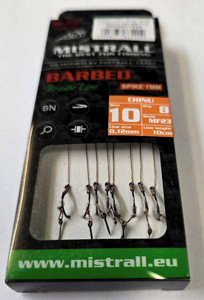 HACZYKI Z PLECIONKĄ MISTRAL R 10  8SZT 0,12MM 10CM