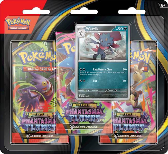 PTCG ME2 Phantasmal Flames 3-Pack Blister Weavile