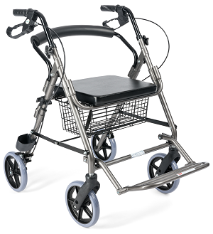 Podpórka czterokołowa aluminiowa z podparciem na nogi 