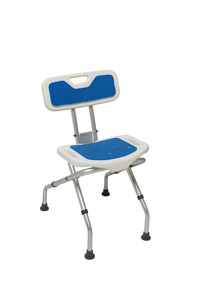 Blue taboret prysznicowy składany, oparciem 528015