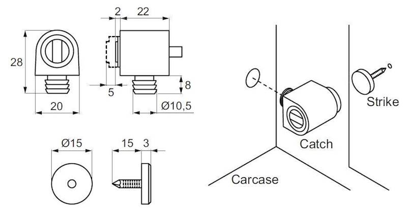 Zatrzask magnetyczny X-S2 brązowy/biały  (B-19.01)