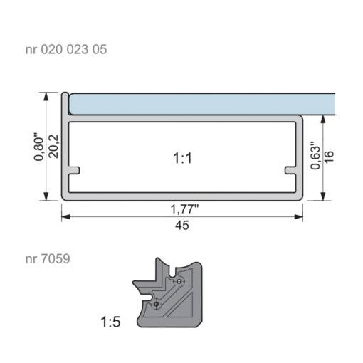 Lustro w czarnej ramie aluminiowej 1438x586x20,2mm